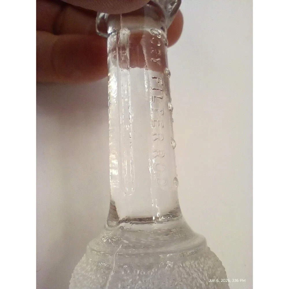 Clear GLASS COFFEE FILTER  w/ Textured Bulb Section,  6 in Long. Beautiful!